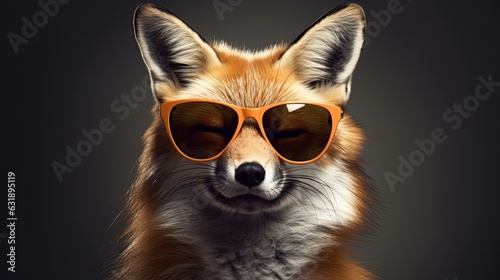 A mischievous fox with oversized sunglasses.