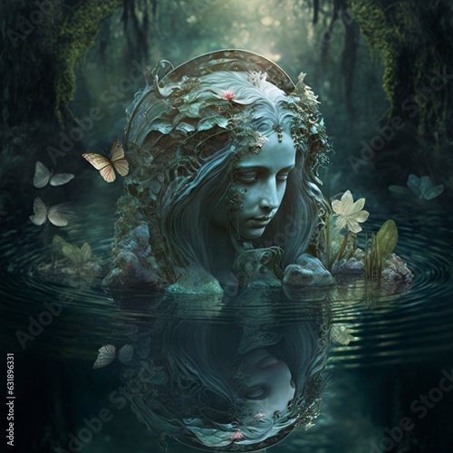 Mermaids, portrait, face close, underwater background fantasy illustration, fantasy portrait, close-up, underwater world background,  © VHar