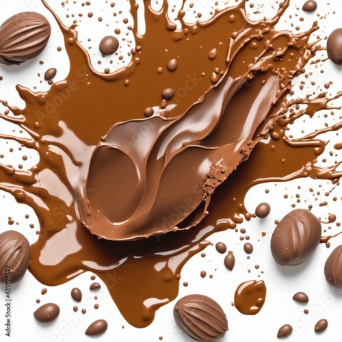 Chocolate splashing in a studio shot. Generated with AI