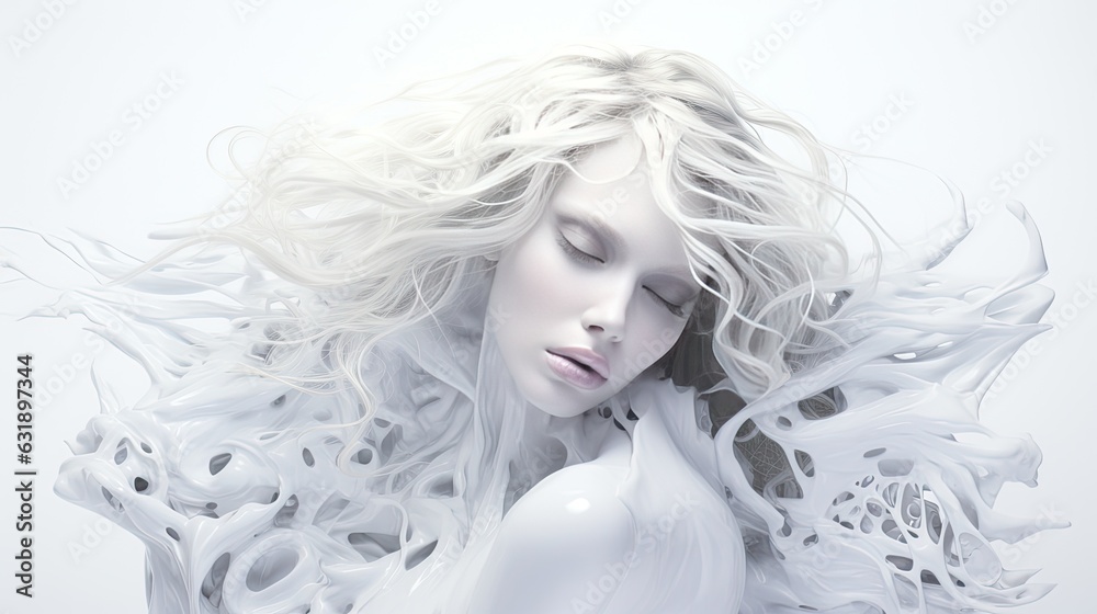 White hair girl portrait abstract background