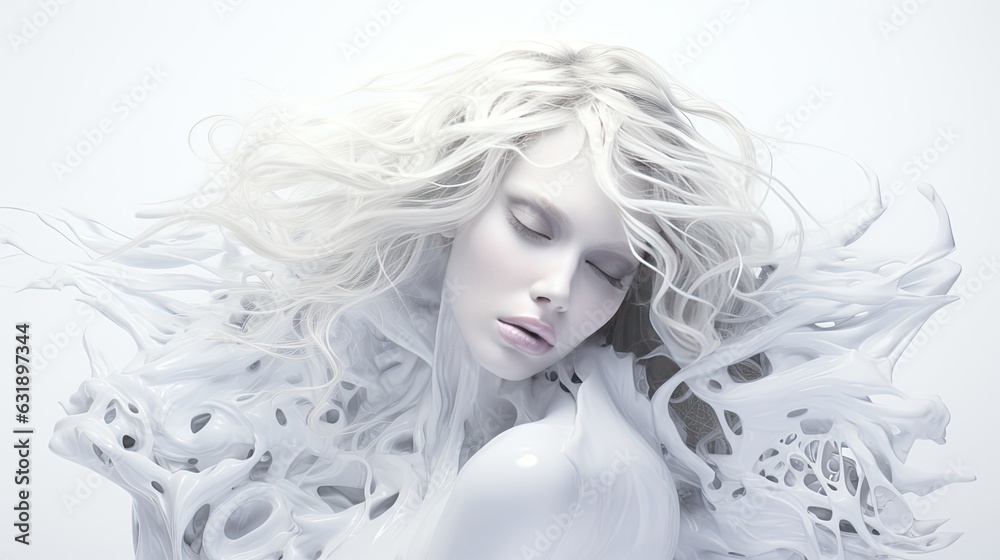 White hair girl portrait abstract background White hair girl portrait abstract background