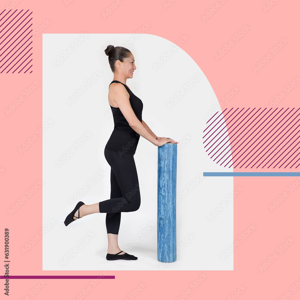 Specialized trauma releasing exercises for elderly people, 55 years old woman trainer posing for