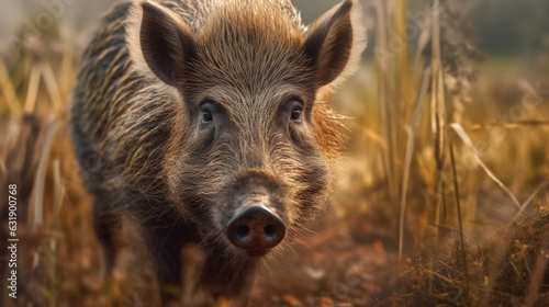 Wild boar in forest Generative AI