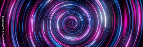 3d render. Abstract background of pink blue glowing neon helix