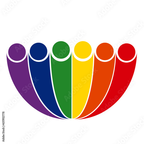 Logo Rainbow community; rainbow figurines in a half circle.
