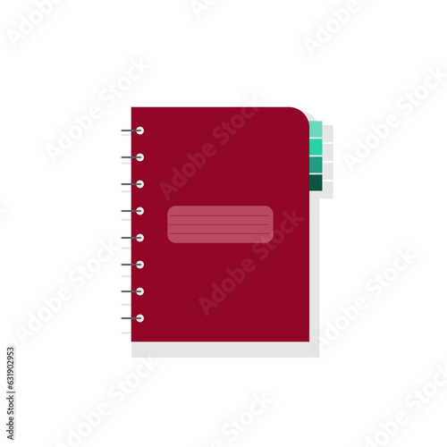 Simple notebook flat icon isolated. Diary, scetchbook on white background. Vector illustration