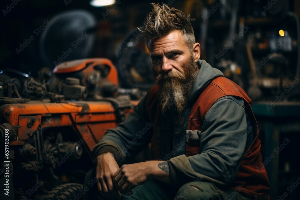 Car Mechanic Portrait in Workshop.