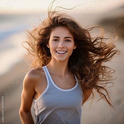 Young woman running at the ...