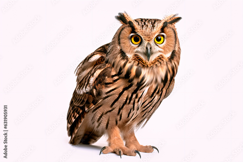 Naklejka premium Beautiful owl on a white, isolated background
