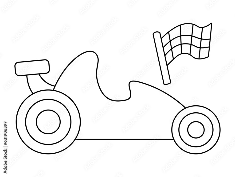 Vector black and white racing car. Funny line speedy automobile for