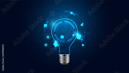 Abstract Ideas and square boxes, concepts, new ideas, innovations and ideas on a blue background, modern, hi-tech
