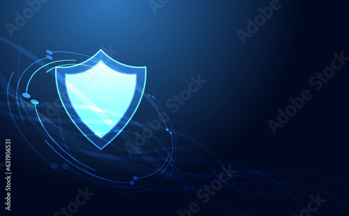 Abstract background digital concept cybersecurity shield anti virus malware spy protection cyber theft security On a blue-black background