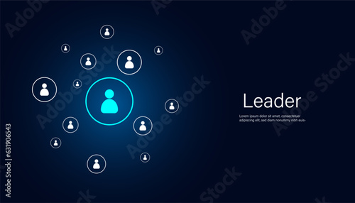 Abstract, people and organization concept, business, businessman, leader, team leadership on blue background