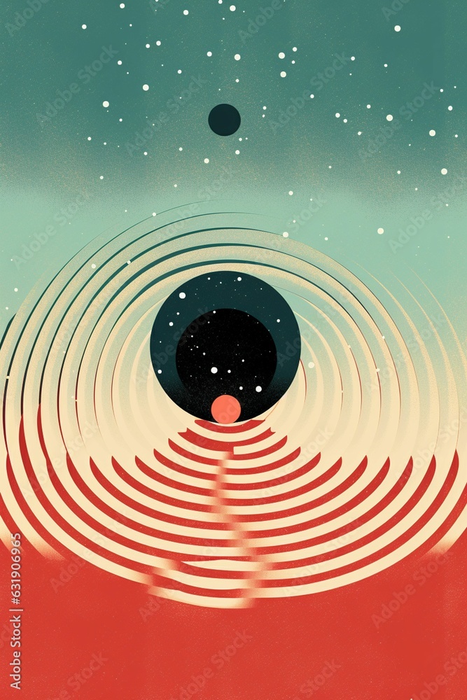 Obraz premium Minimal zen circles rippling out like raindrops in pond, illustration