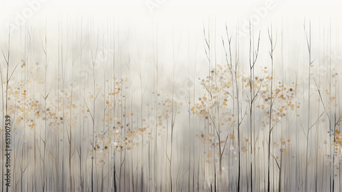 autumn forest watercolor landscape in gray calm tones soft color © kichigin19