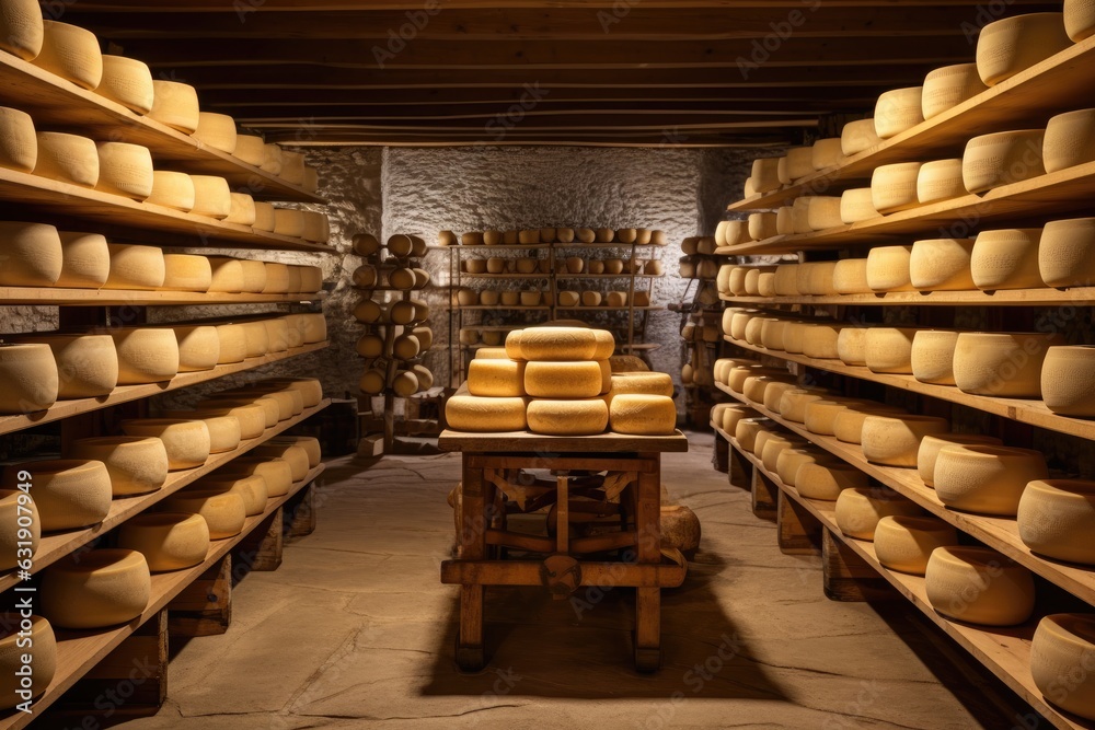 Old cheese factory in Tuscany, Italy. Italian cheese production, A