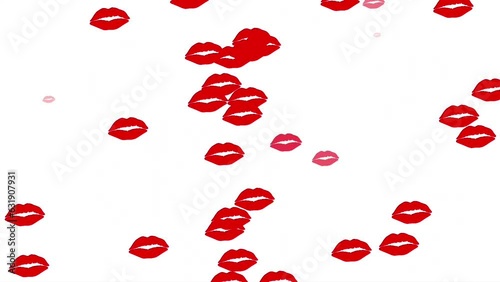 Animated Female Lips.Moving White Background