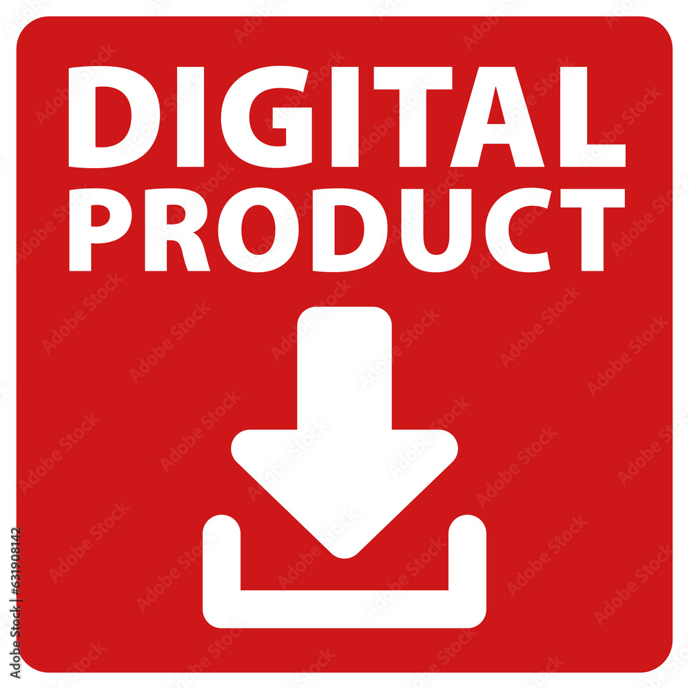 Digital Product digital download Button sign red Digital Product digital download Button sign red