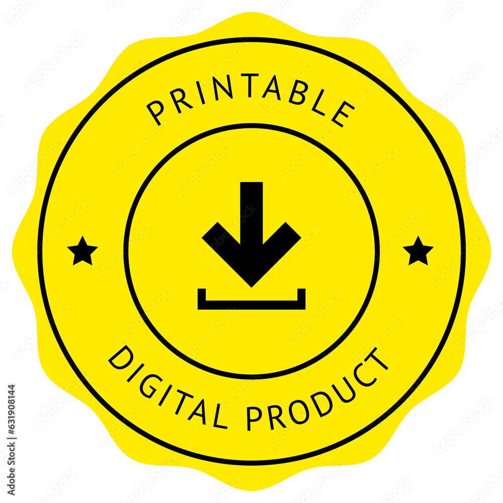 Digital Product digital download Button sign yellow Digital Product digital download Button sign yellow