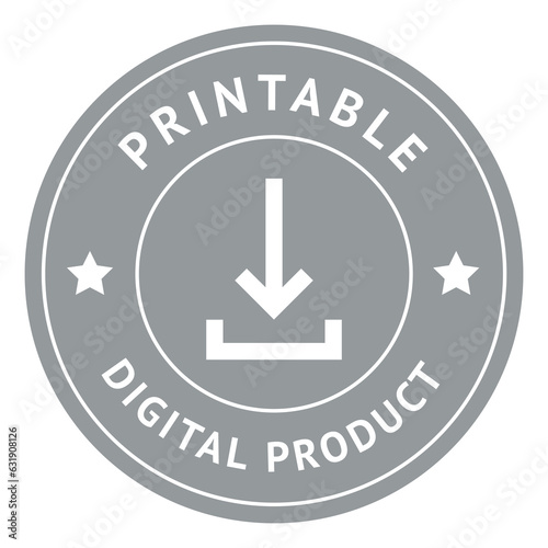 Vászonkép Digital Product digital download Button round sign grey 53