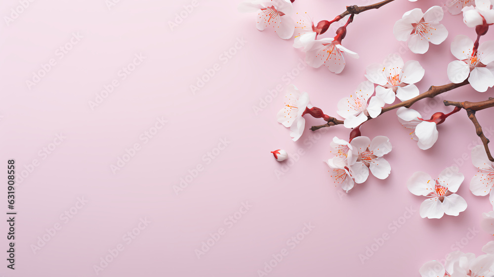 Delicate Cherry Blossoms on Pastel Background