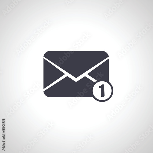 One new incoming message envelope with notification icon