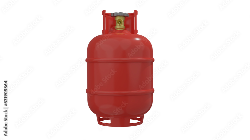 Red gas cylinder with valve isolated on transparent and white background. Gas concept. 3D render Red gas cylinder with valve isolated on transparent and white background. Gas concept. 3D render