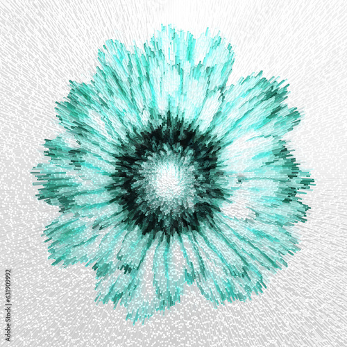 translucent colourful single floral bloom isolated on a plain background