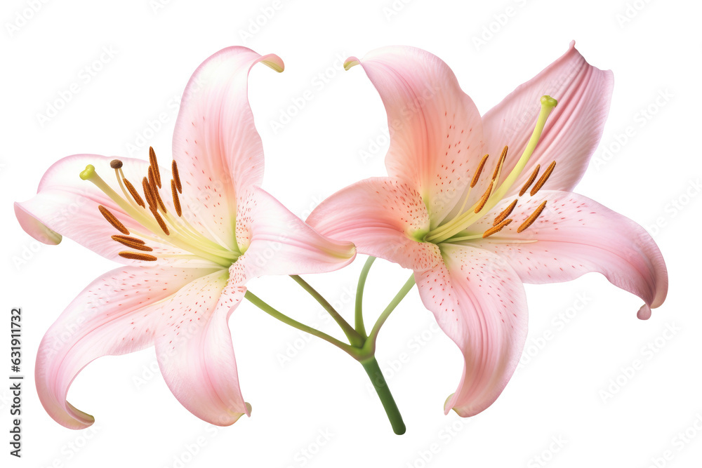 Pink Lily flower isolated on white background. Generative AI