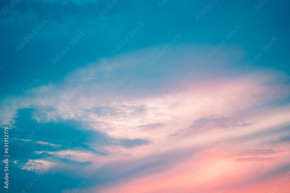Beautiful blue pink sky at sunset. Natural background