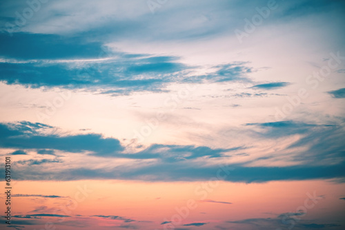 Beautiful blue pink sky at sunset. Natural background © iloli