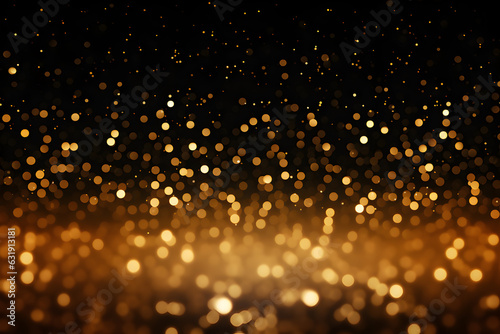 Elegant backdrop. Gold luxury sparkling Glitter Lights and Bokeh on black background