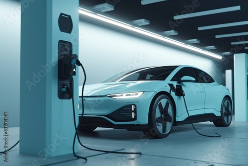 Futuristic EV Charging Hub: Powering Tomorrow's Transportation Today. Ai generated.