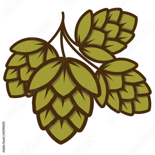 beer brewery logo element hop branch cartoon oranament style