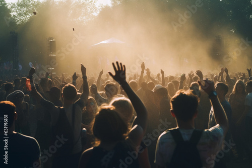 Euphoric Open Air Concert: Unleashing Musical Magic Amidst Celebratory Crowd. Ai generated. © ankreative