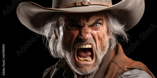 Print op canvas Angry cowboy man Ai Generative