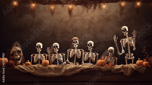 halloween banner skeleton party.
