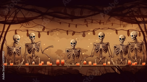 halloween banner skeleton party.