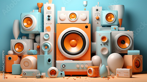 3d background music audio system with speakers.