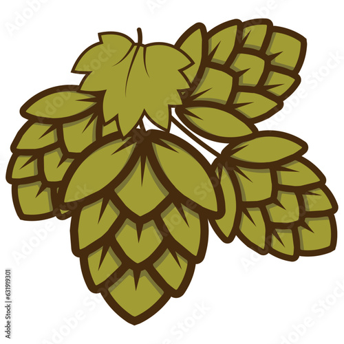 beer brewery logo element hop branch cartoon oranament style