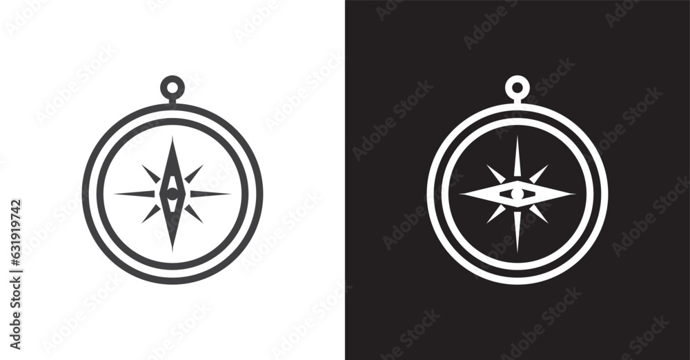 Nautical icon. Compass logo with windrose. Compass icon isolated on white background. Navigation symbol. Vector illustration. Nautical icon. Compass logo with windrose. Compass icon isolated on white background. Navigation symbol. Vector illustration.