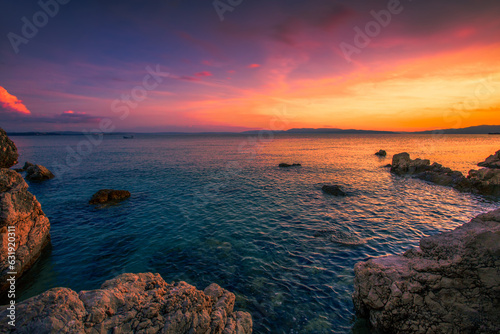 Croatia, Europe, Rijeka resort, Kostrena beach, Istria, Europe,  spectacular croatian sunset view...exclusive - this image is sold only on Adobe stock