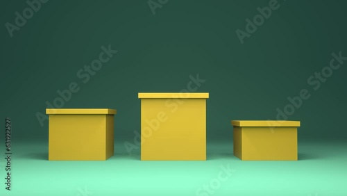 3D rendered podium rank 4k animation, three places concept