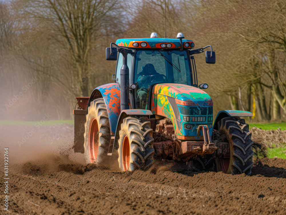 Fototapeta premium Traktor bei der Feldarbeit