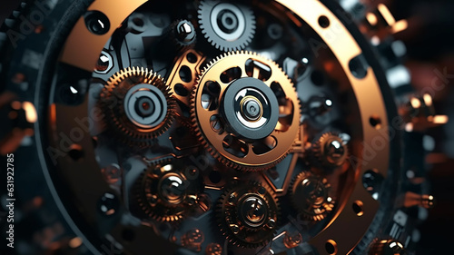 background of the gear mechanism inside the watch.