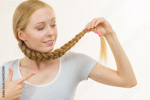 Blonde girl with braid hair