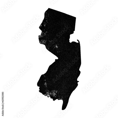 New Jersey state map in black grunge stamp style isolated on transparent background