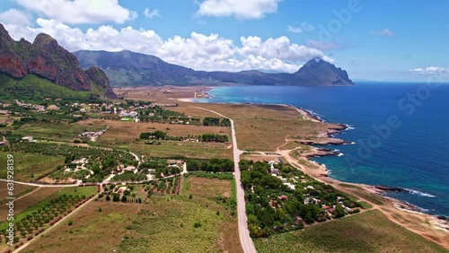 Aerial view of Macari beach. Sicily Italy
