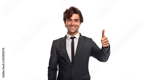 Young smilling business man posing isolated over white background