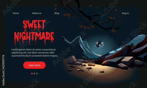 Halloween vertical background with pumpkin, haunted house and full moon. Flyer or invitation template for Halloween party. Vector illustration.